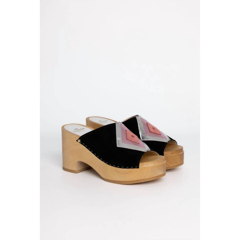 NEW SABOT YOUYOU women's yotta velvet mules in cuir de vachette pleine fleur